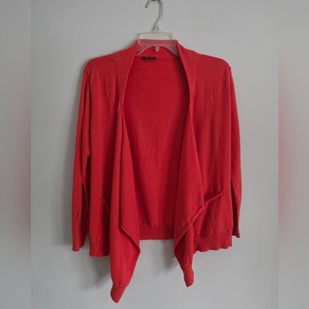 MAGASCHONI | 100% Cotton Open Front Cardigan Coral Red Sz M